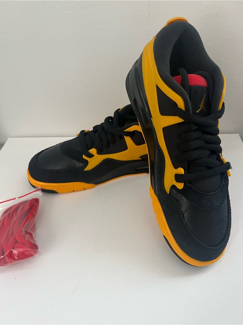Jordan Men’s Black & Yellow Low-Top Sneakers with Red Accents - Picture 2 of 3